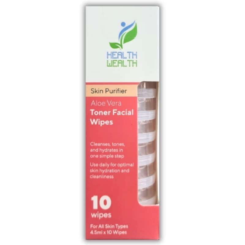 HEALTH WEALTH Skin Purifier Aloe Vera Toner Facial Wipes - 10 Pieces