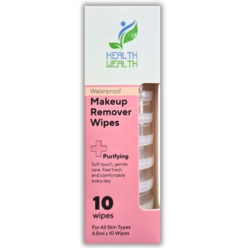 HEALTH WEALTH Waterproof Makeup Remover Wipes - 10 Pieces
