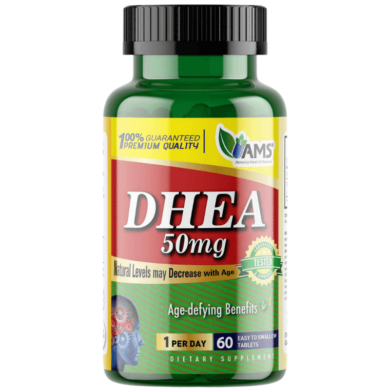 ايه ام اس DHEA ٥٠ مج دعم هرموني مضاد للشيخوخة للرجال و النساء - ٦٠ قرص