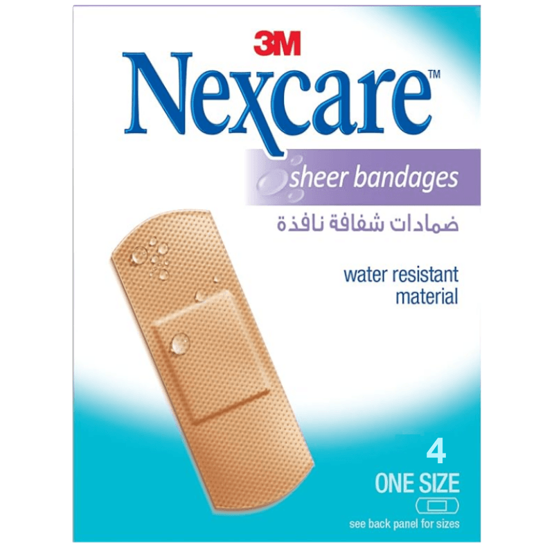 NEXCARE Sheer Plastic Waterproof Bandages One Siza - 4 Pieces Ref 656-4 YP201060438