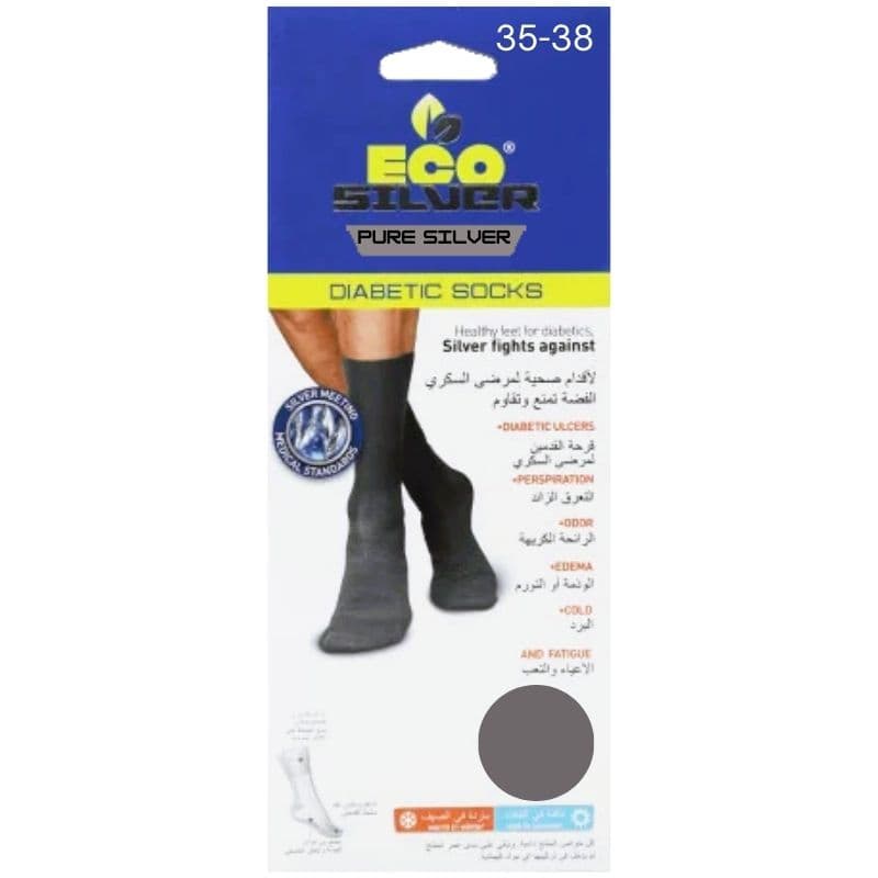 ECO SILVER Diabetic Socks 35-38 Gray - 2 Pieces