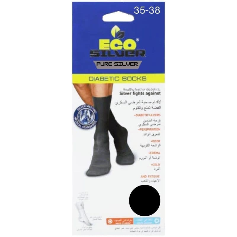 ECO SILVER Diabetic Socks 35-38 Black - 2 Pieces