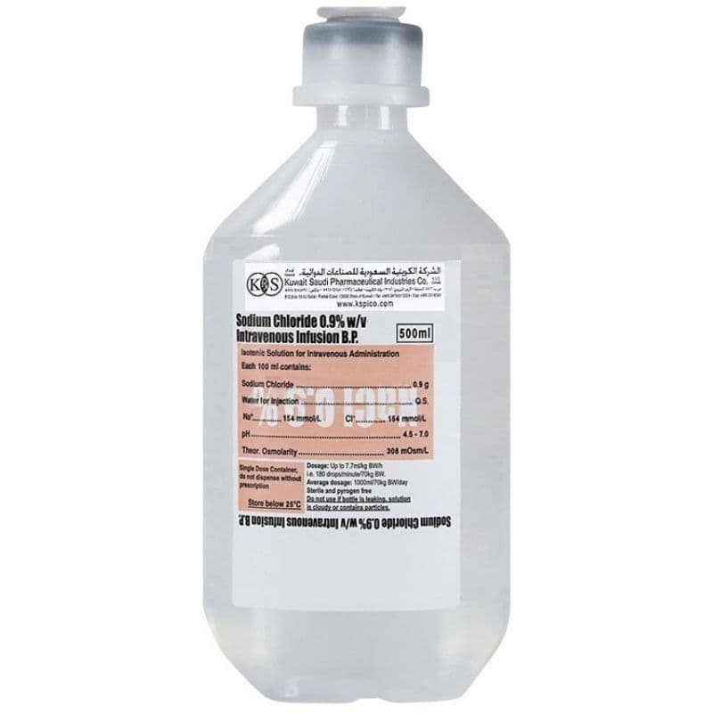 NaCl Sodium Chloride Saline Solution 0.9% Infusion - 500ml