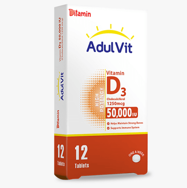 DITAMIN Adulvit Vitamin D3 50000IU - 12 Tablets - UPC105