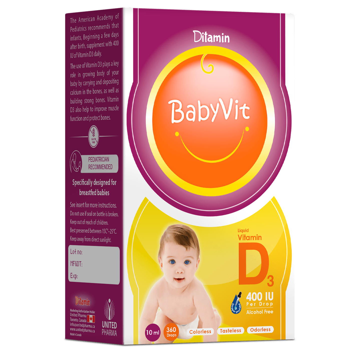 DITAMIN Babyvit Vitamin D3 400IU - 10ml Oral Drops UPC102