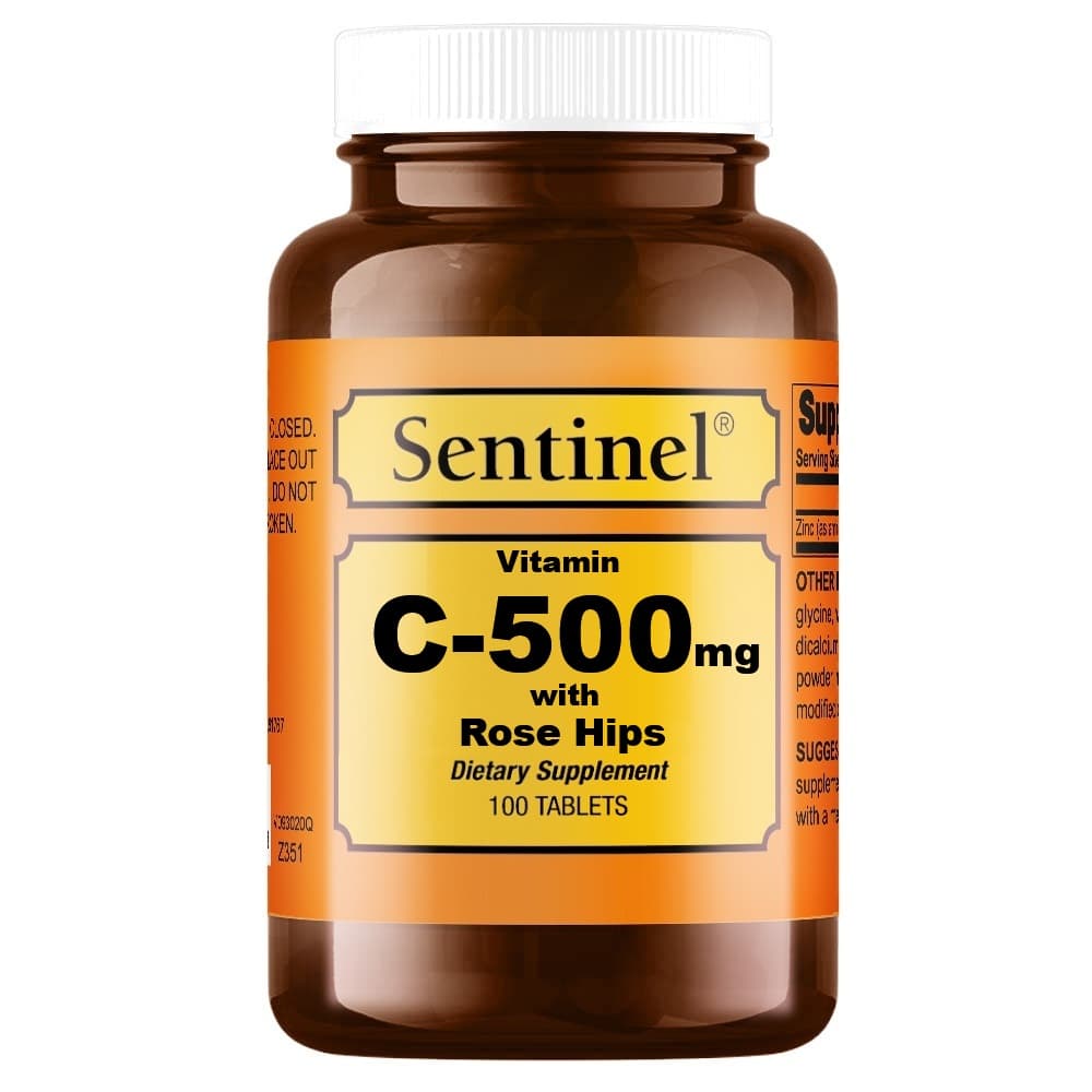 SENTINEL Vitamin C 500mg with Rose Hips - 100 Tablets