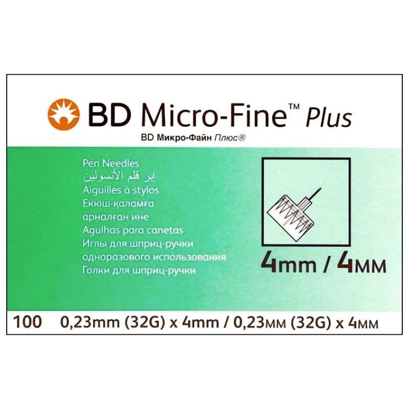 BD MICRO-FINE Plus Injection Pen Needles 32GX4mm Single-Use - 100 Pieces 320520