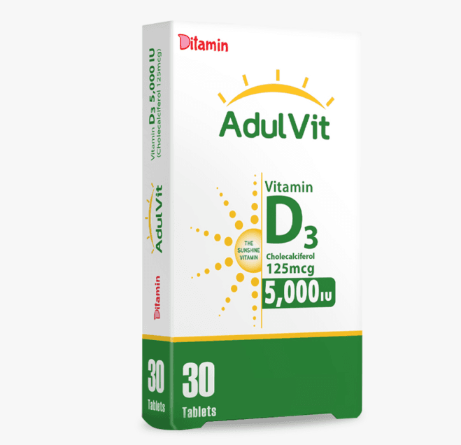 DITAMIN Adulvit Vitamin D3 5000IU - 30 Tablets - UPC109