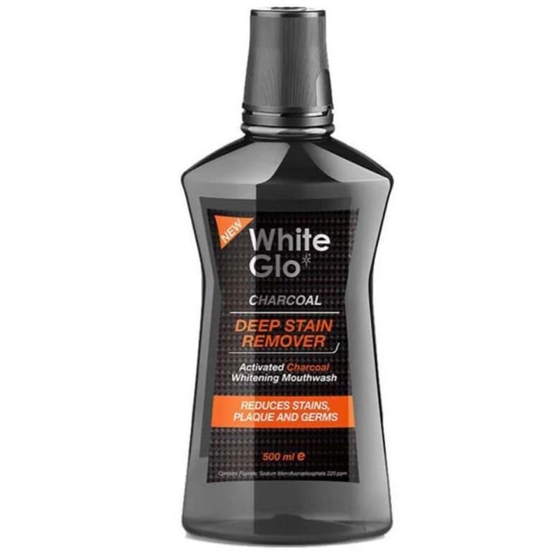 WHITE GLO Mouthwash Charcoal Deep Stain Remover - 500ml