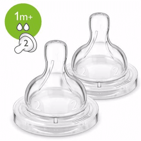 PHILIPS AVENT 2 Classic Silicon Nipple Teats 2 Holes SCF632/27 10870