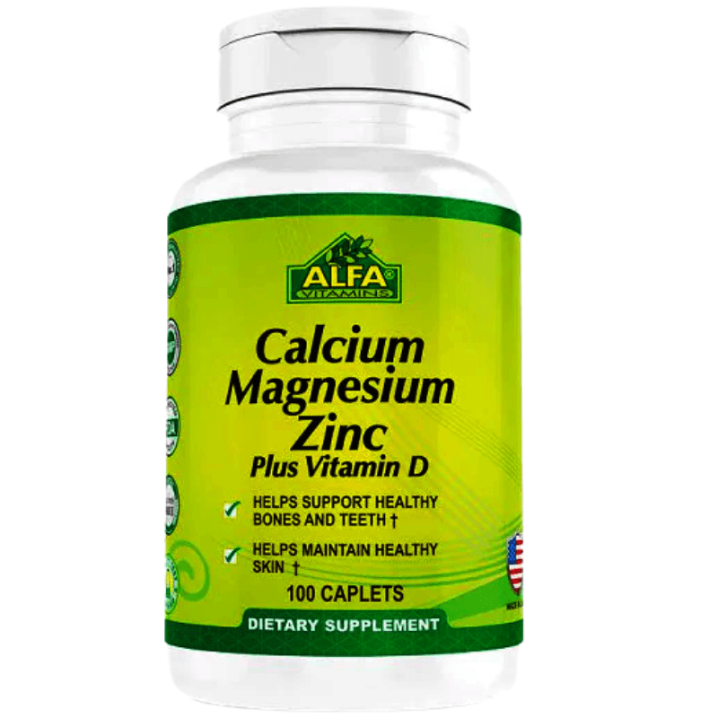 ALFA Calcium Magnesium Zinc Plus Vitamin D - 100 Caplets
