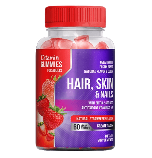DITAMIN Gummies for Adult Hair Skin & Nails - 60 Pieces UPC117